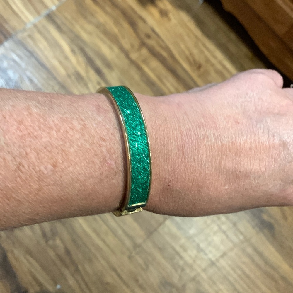 Green glitter and gold bracelet